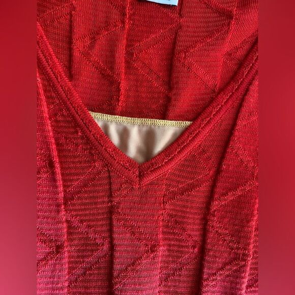 M Missoni Womens  Size 42 US 6 Sleeveless Sheath Knit Dress V Neck Red - Picture 8 of 16
